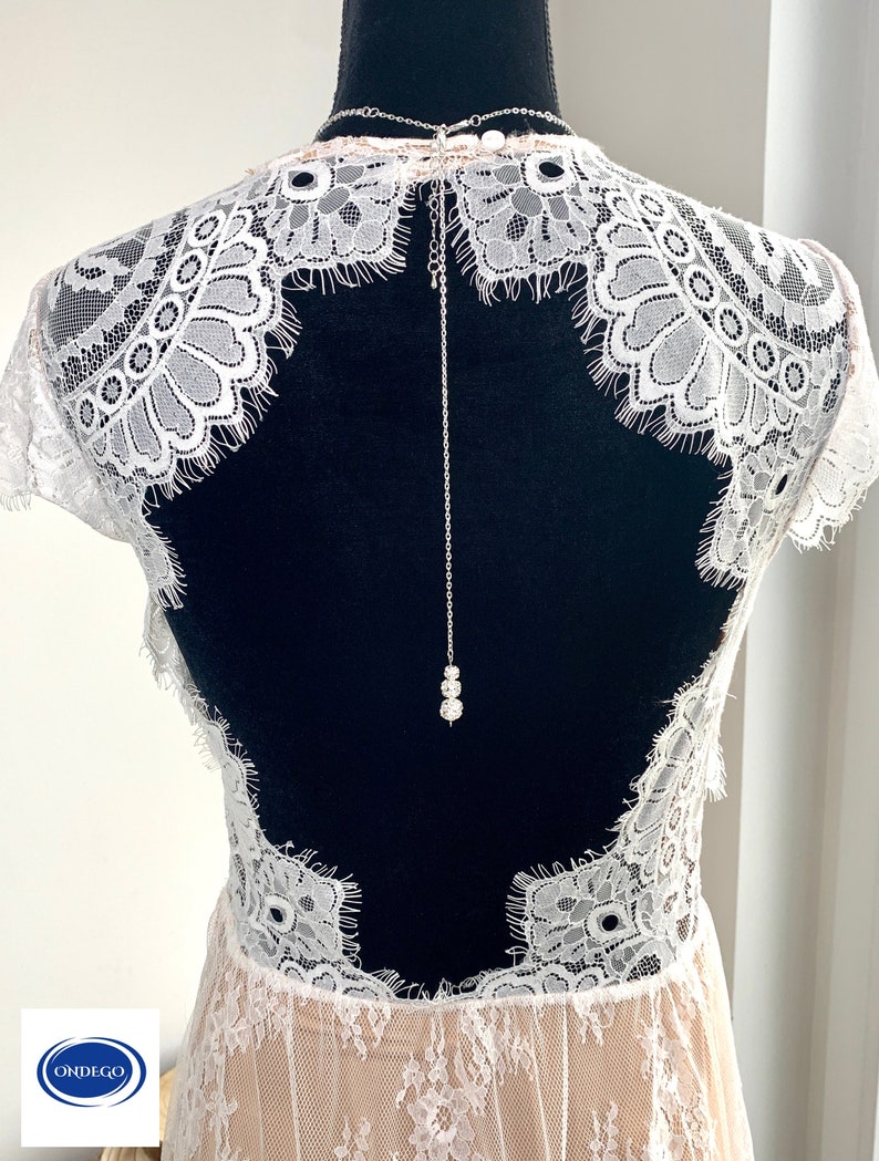 Back chain removable rhinestone glitter bridal jewelry necklace