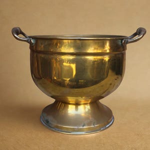Brass plant pot with handles Midcentury Boho 60s 70s