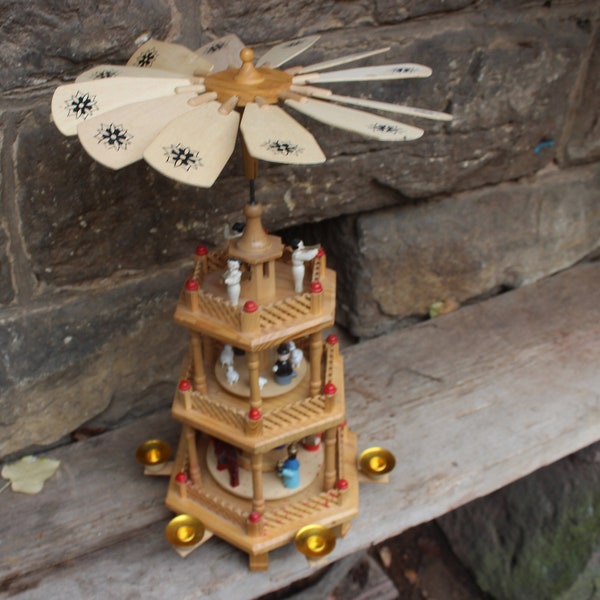 Vintage Christmas pyramid wooden pyramid Erzgebirge 70s 80s GDR GDR