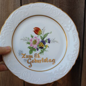 Vintage Plate 65th Birthday Handpainted Crawinkel Thuringia GDR