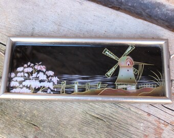 Art Deco tray, glass and metal, 30 years