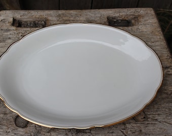 1 of 3 serving plate meat plate gold edge wavy edge K. Kronester Bavaria 50s 60s