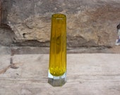 Sommerso Style Vase Block Vase VEB Art Glass Wasungen Yellow GDR GDR