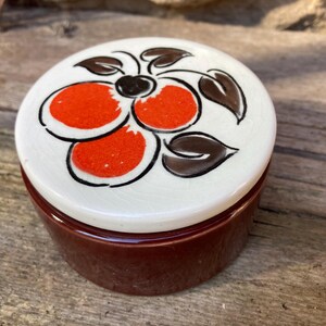 Small vintage ceramic tin, Wächtersbach, cherries, 1960s/70s