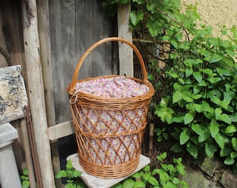 Cesto porta vaso e portabiancheria in vimini e paillettes argento