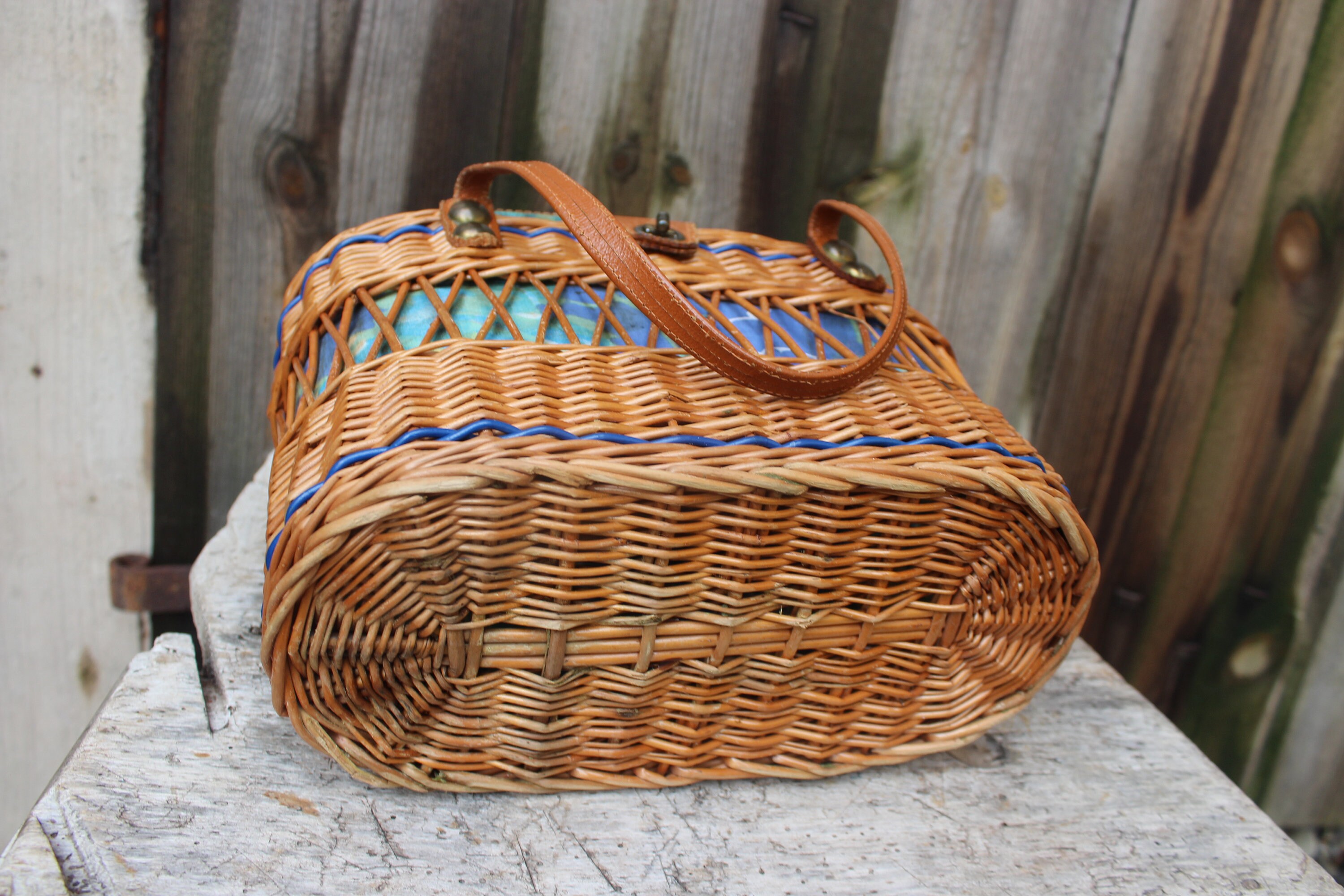 Vintage Korbweide Damen Handtasche Nähkörbchen BOHO geflochten | Etsy