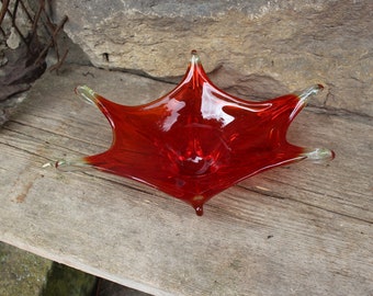 Murano bowl pointed bowl red 60s Italy