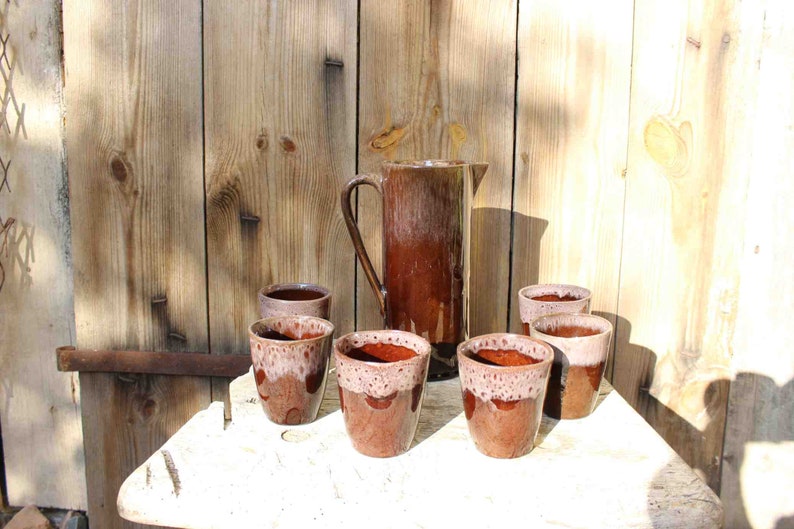 Juice Service Set Jug 6 Cups Ceramic 1960s Ddr Gdr Etsy