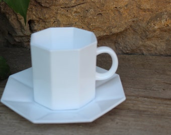 Coffee cup with saucer white Octime ARCOROC 80s France