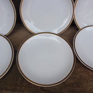 Set of 6 soup plates, pasta plates, salad plates with gold rim Triptis Porcelain 60s DDR GDR