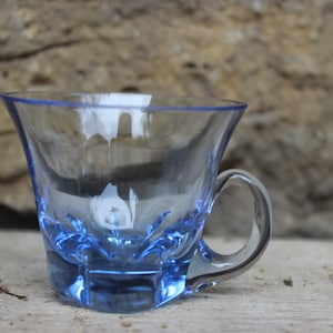 Mocha cup delicate blue glass 30s 40s Art Deco