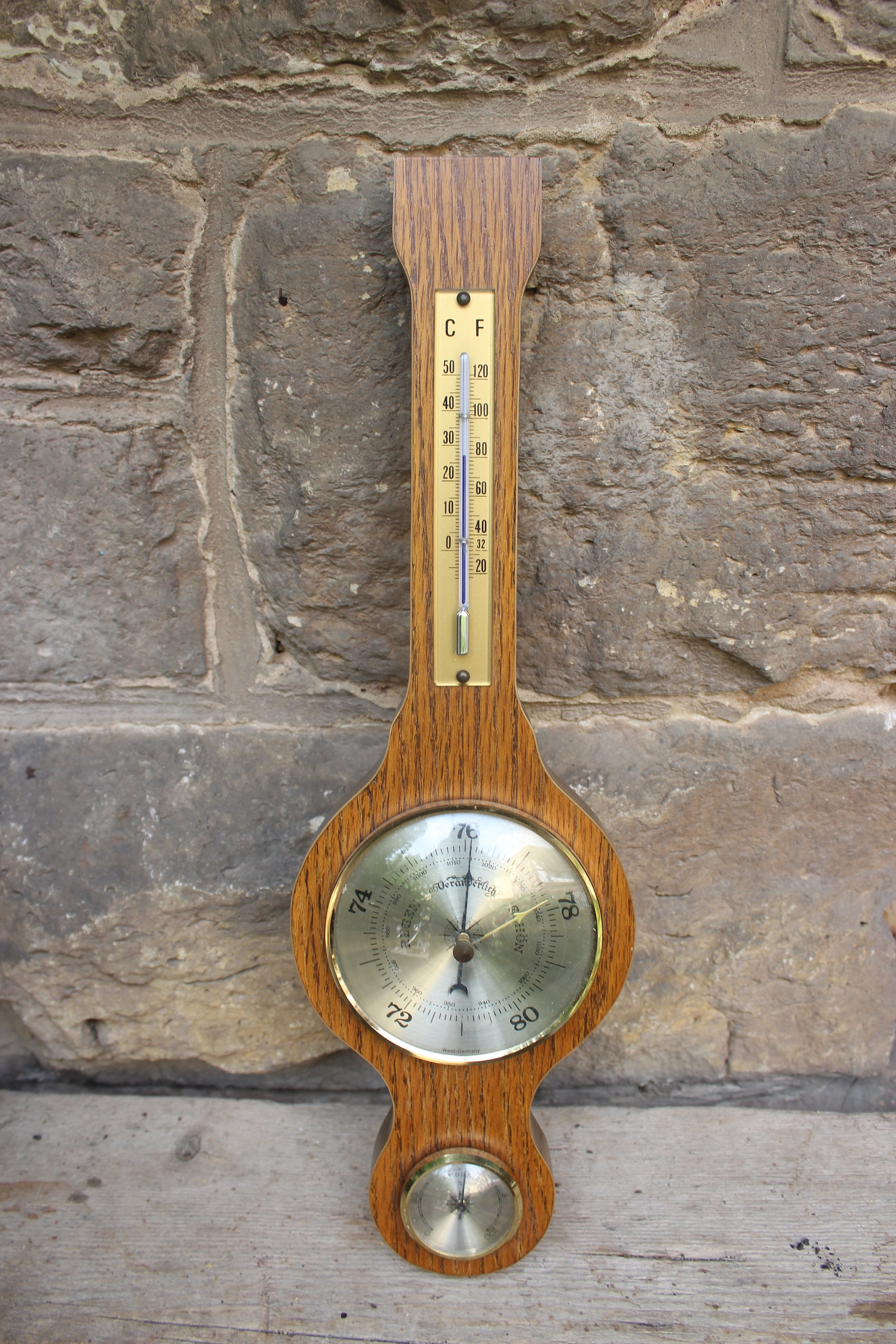 Thermomètre et baromètre avec cadre en bois