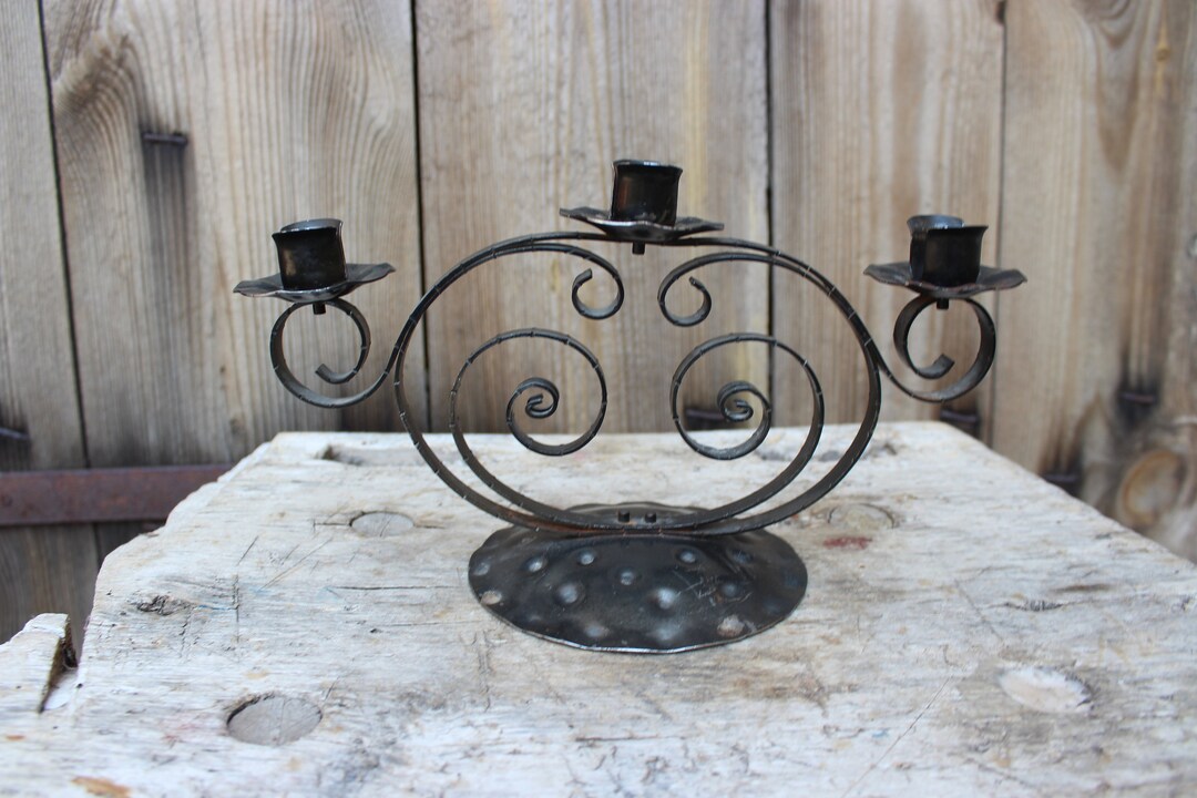 3 Flame Candlestick Wrought Iron Vintage Decoration 1960s GDR Etsy