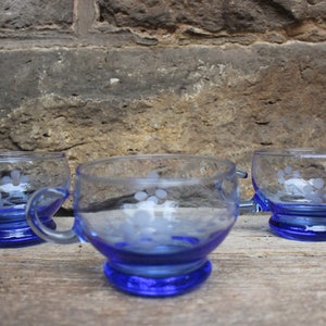 3 tea glasses light blue punch glasses grog glasses punch glasses midcentury 50s