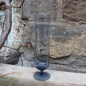 Vase en filigrane avec pied en verre fumé soufflé à la bouche Lauscha années 60-70 Vintage DDR GDR