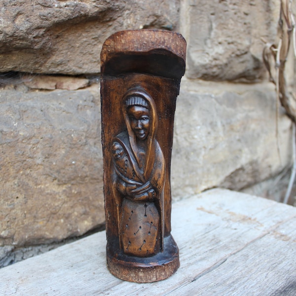 afrikanische Weihnachtskrippe Maria mit Kind Marienfigur Holz geschnitzt