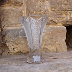 Kristall Vase 21 cm geschliffenes Fächer Dekor 24 % Bleikristall  30er Jahre Art Deco