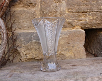 Crystal vase 21 cm cut fan decor 24% lead crystal 30s Art Deco