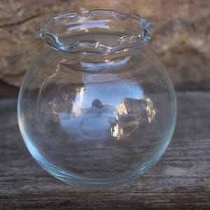 Vase with wavy edge colorless glass vintage 70s