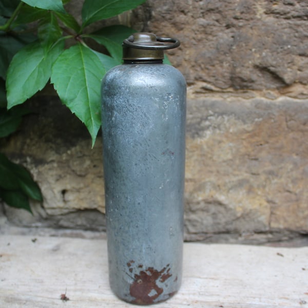 Vintage Wärmflasche Zink Messing Dekoration 30er 40er Jahre France