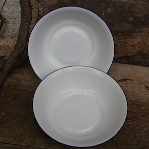 Set of 2 small enamel bowls enamel bowl kitchen country house vintage