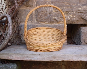 Vintage gift basket, Easter basket, rattan basket, wicker basket, BOHO