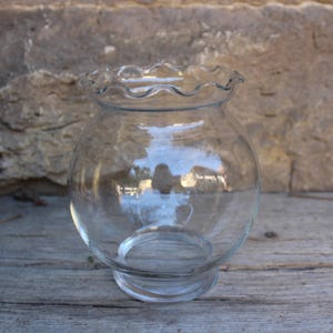 Vase with wavy rim, colorless glass, vintage 60s 70s GDR