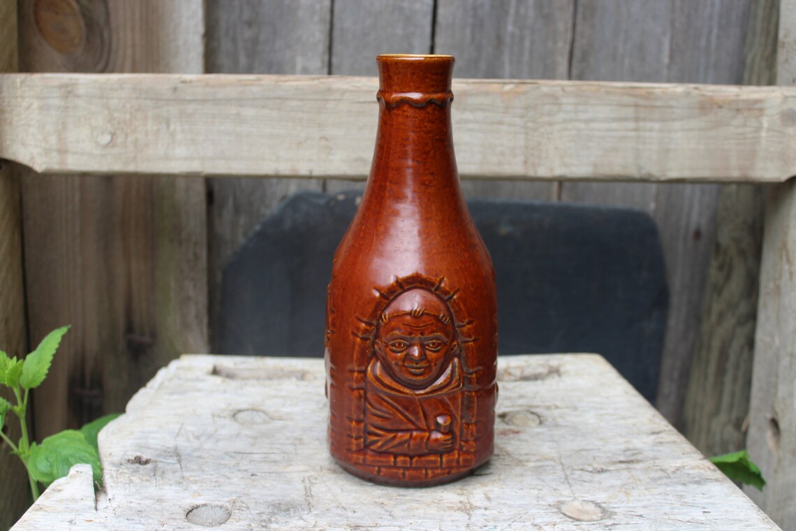Liqueur Bottle Monastic Monk Bottle Vintage Ceramic 70s 80s Etsy