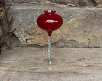 Glass goblet goblet foot bowl glass mouth-blown red Lauscha Thuringia 60s 70s GDR