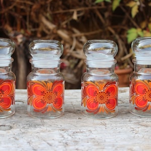 4 Spice Jars Spice Jars Storage Jars Kitchen Canisters Retro Boho 70s