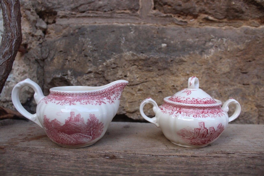 Sugar Bowl Milk Jug Set Burgenland Red Villeroy & Boch Vintage Etsy