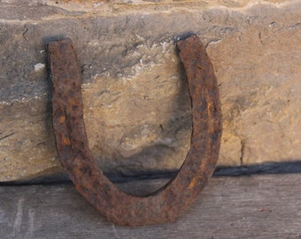 antique large horseshoe / iron lucky charm / antique around 1850
