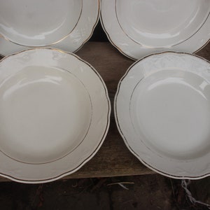 7 shabby soup plates, salad plates, pasta plates, deep plates VEB Torgau ceramics 40s 50s DDR GDR