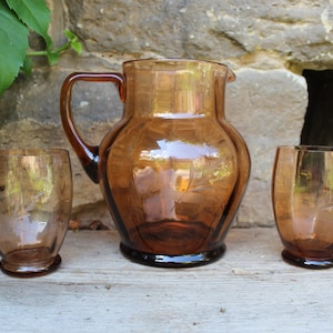 Rosalinglass water jug 1.5 l + 2 glasses juice jug carafe 30s 40s Art Deco