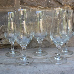 5er Set Sektgläser / geschliffenes Punkte Dekor / Vintage 60er 70er Jahre DDR