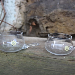 Set of 2 WMF caviar bowls dip bowls glass 50s West Germany