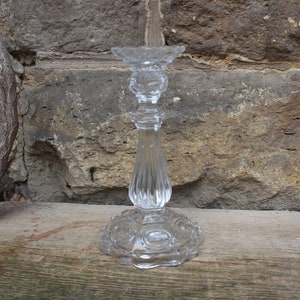antique candlestick Art Nouveau Art Deco pressed glass 1910s 20s