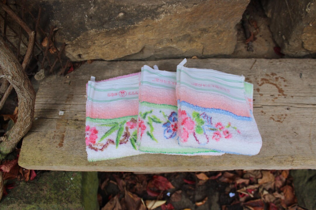 Chinese Hand Rags 3 Vintage Chinese Towels | Floral | 1970s GDR - Etsy