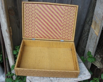 Vintage sewing basket braided sewing kit storage 50s 60s