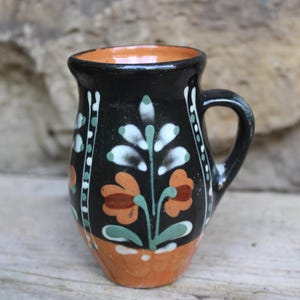 Milk jug cream jug floral decor majolica ceramic Pozdisovice Czechoslovakia 50s 60s