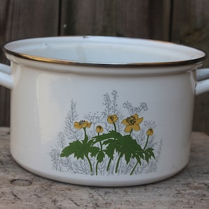 Enamel Pot Enamel Pot Kitchen Decoration Plant Pot 80s DDR