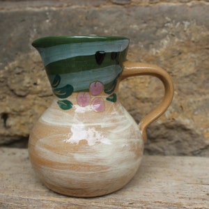 Vase, jug, floral decoration, ceramic, Gramann pottery, Römhild, 1980s/90s, GDR