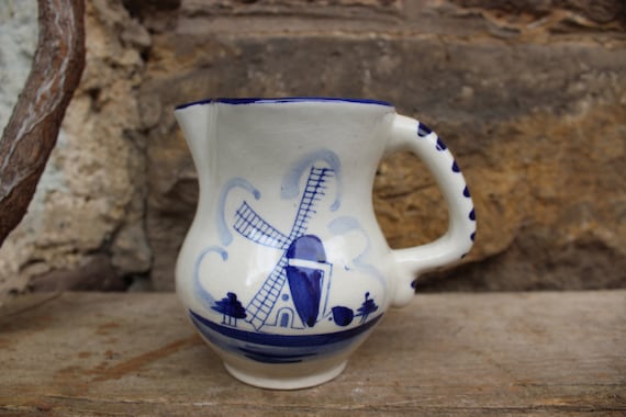 Petit pot à lait ou pot à crème en céramique Bleu de Delft Hollande