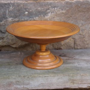 Vintage wooden bowl made of ash wood / hand-turned fruit bowl / footed bowl GDR