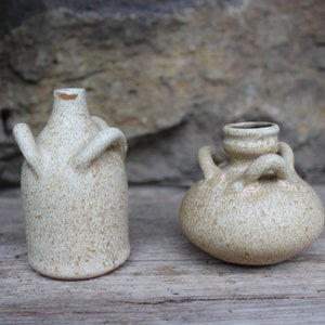 2 mini vases, studio ceramics, Gramann pottery, Römhild, 1960s/70s, GDR
