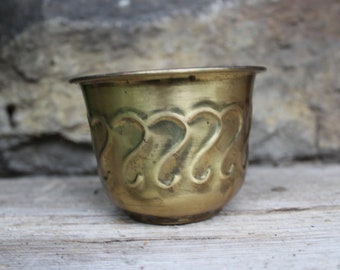 small brass planter flower pot plant bowl vintage 70s