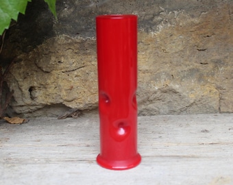 Small Pop Art vase, red glass, mouth-blown, Lauscha, 1970s vintage, GDR