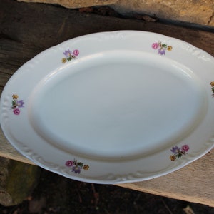 oval serving plate meat plate flower decor Triptis Porcelain Vintage 50s GDR