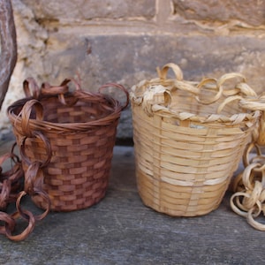 Set of 2 small hanging baskets Rattan BOHO 80s 90s Vintage