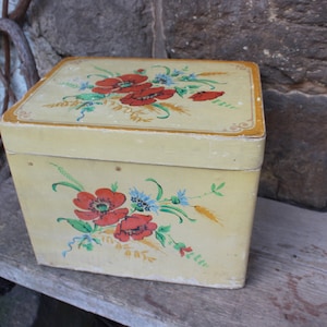 uralter Nähkasten Handbemalt Blumendekor Beer & Co Ronneburg um 1946 - 49